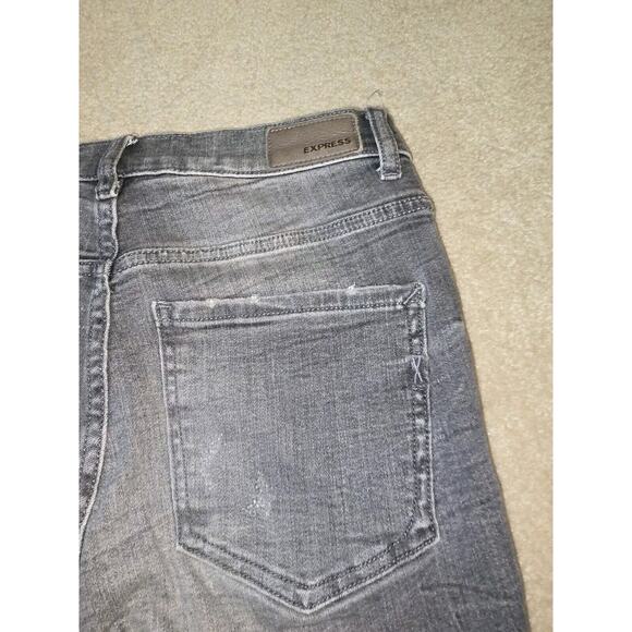 Express Women’s Size 2R Gray Stretch Ankle Zip High Rise Skinny Jeans - Picture 8 of 9